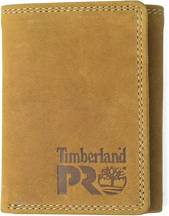 Timberland PRO Men's Leather Trifold Wallet with ID Window, Black/Bullard, One Size